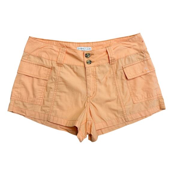 Sincerely Jules Cargo Shorts WMNS 5/27 Orange Mid Rise Two Button Zip Fly Cotton - Picture 1 of 6